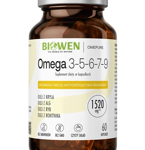 Biowen Omega 3-5-6-7-9 capsules, jar