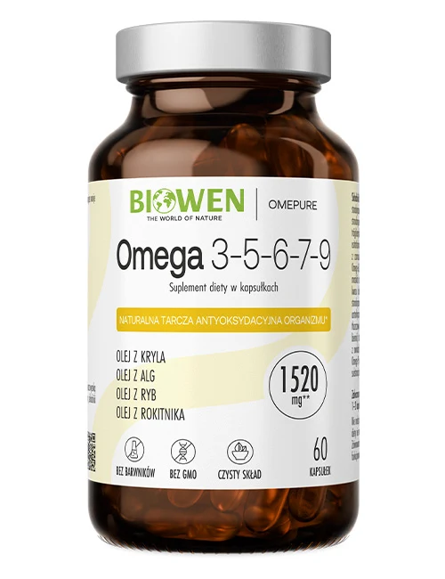 Biowen Omega 3-5-6-7-9 capsules, jar